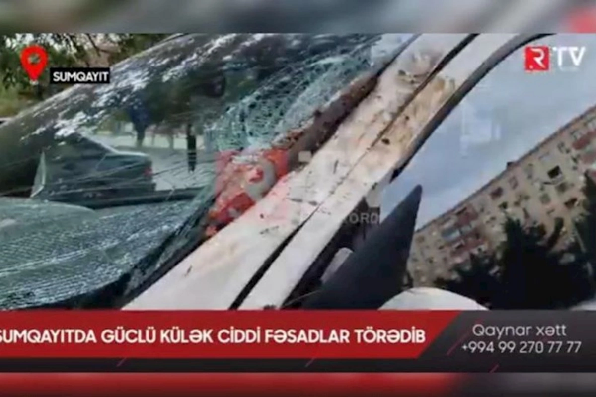 Güclü külək Sumqayıtda ciddi fəsadlar törətdi — VİDEO