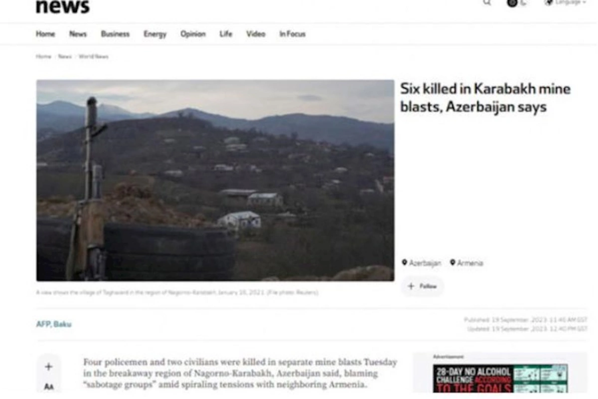 Dünya mediası ermənilərin Azərbaycana qarşı mina terrorundan yazır — FOTOLAR