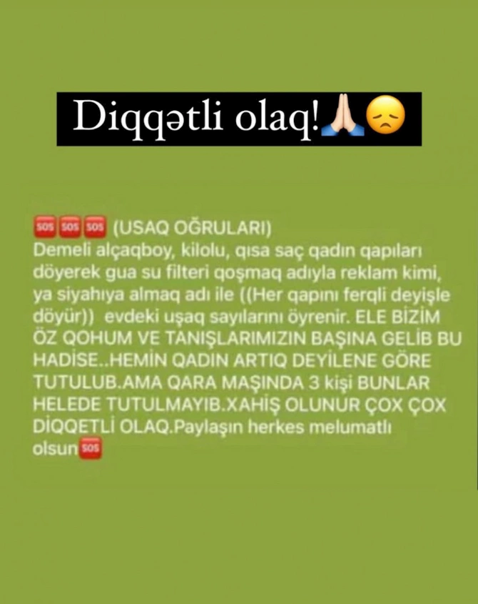 Naxçıvanda uşaq oğruları peyda olub? — Rəsmi açıqlama