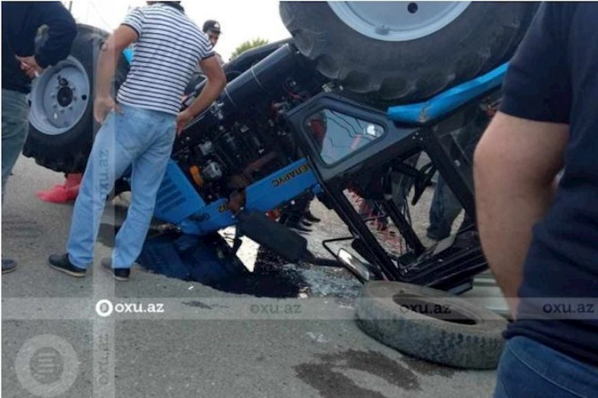 Qazaxda toy karvanına qoşulan traktor aşdı — FOTOLAR