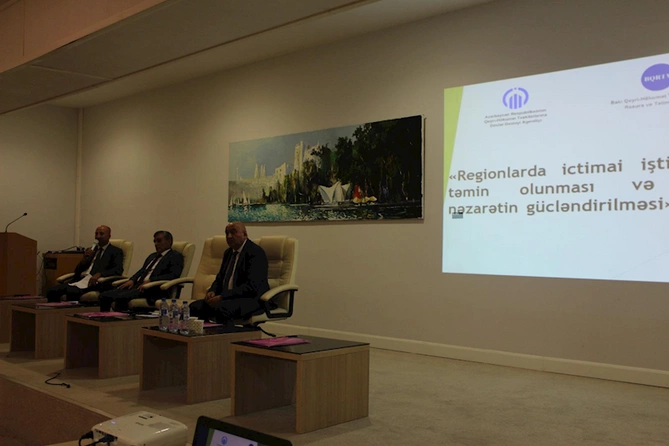 Regionlarda ictimai iştirakçılığın təmin olunması və ictimai nəzarətin gücləndirilməsi layihəsi üzrə ictimai müzakirə keçirilib Regionlarda ictimai iştirakçılığın təmin olunması və ictimai nəzarətin gücləndirilməsi layihəsi üzrə ictimai müzakirə keçirilib