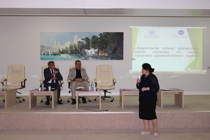 Regionlarda ictimai iştirakçılığın təmin olunması və ictimai nəzarətin gücləndirilməsi layihəsi üzrə ictimai müzakirə keçirilib Regionlarda ictimai iştirakçılığın təmin olunması və ictimai nəzarətin gücləndirilməsi layihəsi üzrə ictimai müzakirə keçirilib