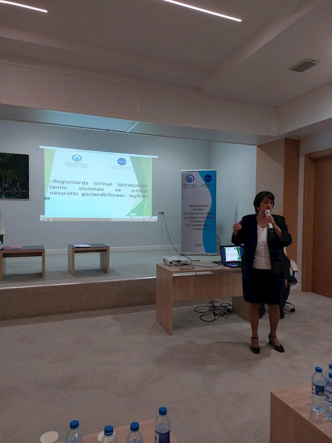 Regionlarda ictimai iştirakçılığın təmin olunması və ictimai nəzarətin gücləndirilməsi layihəsi üzrə ictimai müzakirə keçirilib Regionlarda ictimai iştirakçılığın təmin olunması və ictimai nəzarətin gücləndirilməsi layihəsi üzrə ictimai müzakirə keçirilib