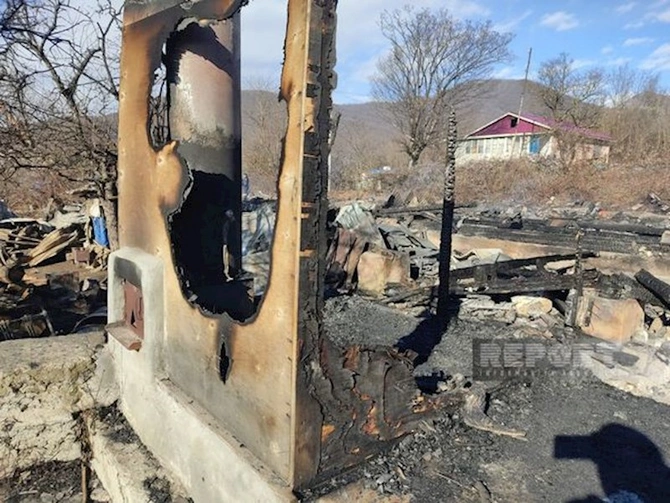 Oğuzda evləri yanan ailələrə yardım olunacaq — FOTOLAR