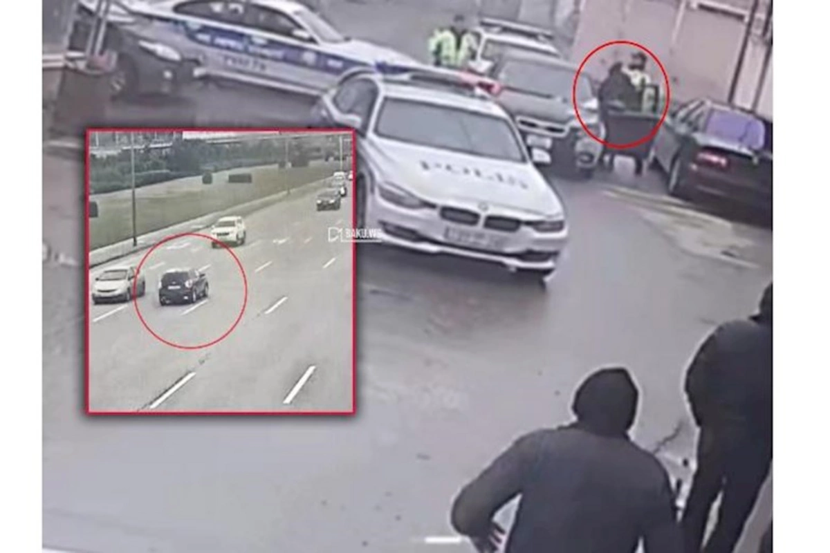 Bakını bir-birinə qatan sürücünün saxlanılma anı — 3 DYP maşını belə sıxışdırdı (VİDEO)
