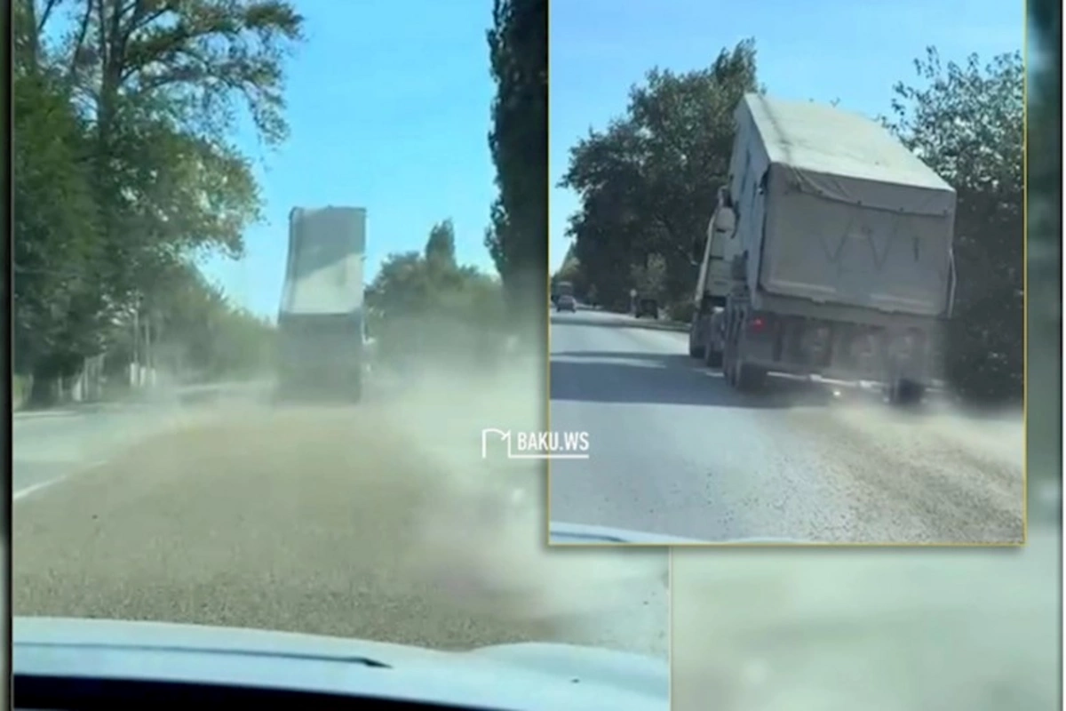 Azərbaycanda yük maşını təhlükə saçdı: Kuzasını qaldırıb sürdü — ANBAAN GÖRÜNTÜ