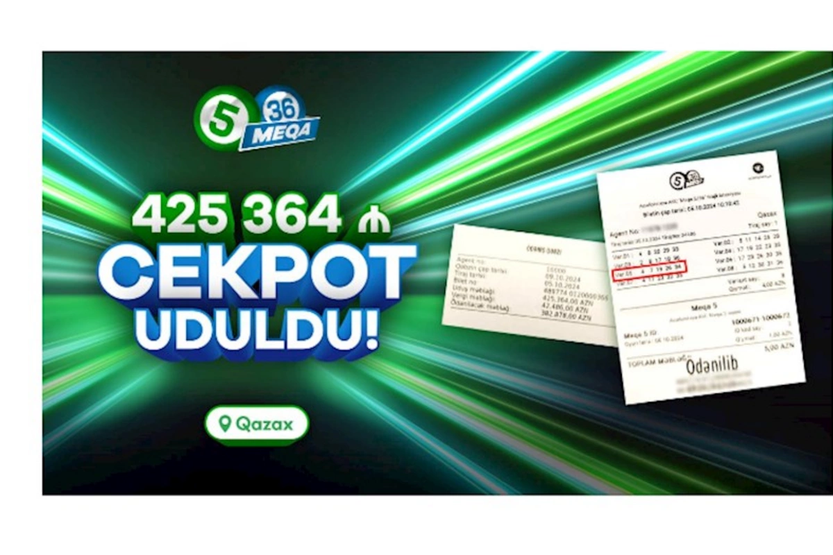 Qazaxda lotereyadan 425 364 manatlıq cekpot uduldu