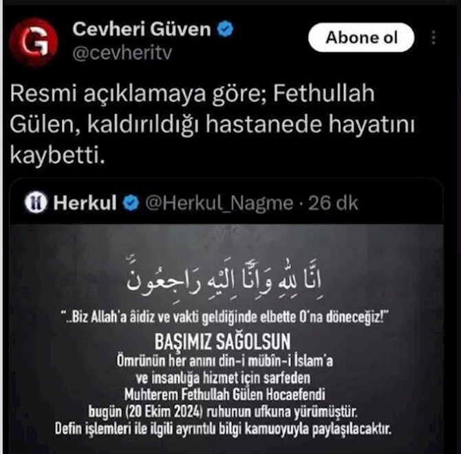 Fətullah Gülən Türkiyədə basdırılacaq? — Dəfn yeri açıqlandı (FOTO/ YENİLƏNDİ)