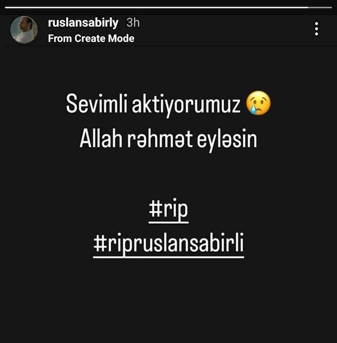 Ruslan Sabirlinin ölüm xəbəri yayıldı — FOTO Ruslan Sabirlinin ölüm xəbəri yayıldı — FOTO