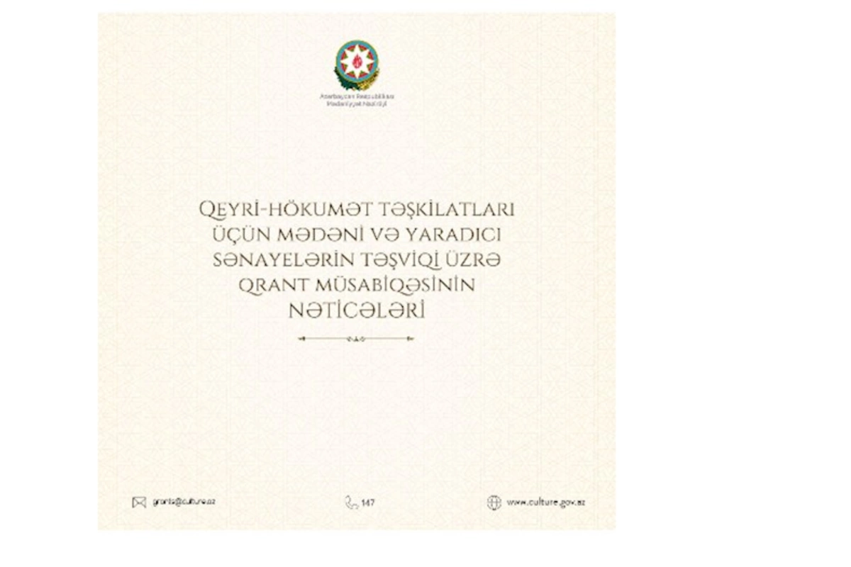 Mədəni və yaradıcı sənayelərin təşviqi üzrə qrant müsabiqəsinin nəticələri AÇIQLANDI