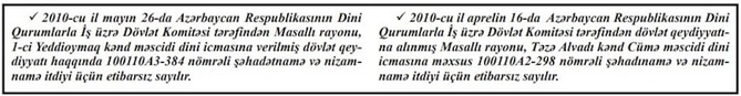 Azərbaycanda iki məscidin sənədləri itdi