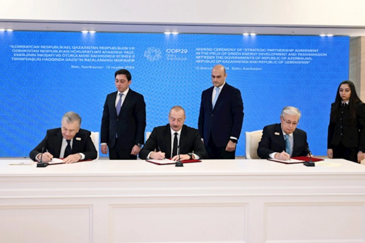 Azərbaycan, Qazaxıstan və Özbəkistan yaşıl enerji dəhlizinin yaradılması üzrə memorandum imzalayıblar