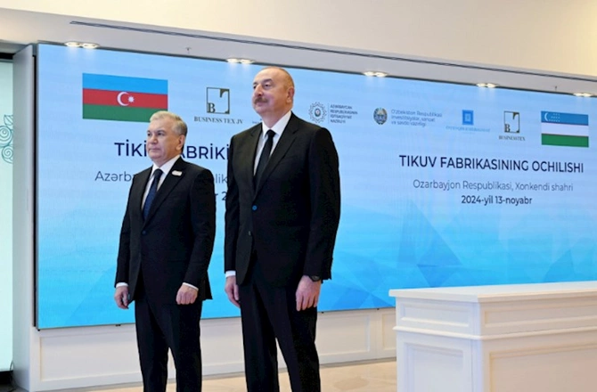 Prezidentlər videobağlantı vasitəsi ilə Xankəndidə tikiş fabrikinin açılışında iştirak etdilər — FOTOLAR (YENİLƏNİB) Prezidentlər videobağlantı vasitəsi ilə Xankəndidə tikiş fabrikinin açılışında iştirak etdilər — FOTOLAR (YENİLƏNİB)