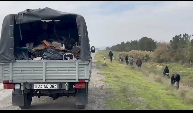 “Yaşıl dünya naminə həmrəylik ili” çərçivəsində təmizlik aksiyası Hacıqabul rayonunda keçirilib — FOTOLAR