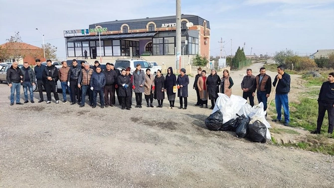 “Yaşıl dünya naminə həmrəylik ili” çərçivəsində təmizlik aksiyası Hacıqabul rayonunda keçirilib — FOTOLAR