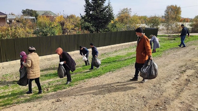 “Yaşıl dünya naminə həmrəylik ili” çərçivəsində təmizlik aksiyası Hacıqabul rayonunda keçirilib — FOTOLAR