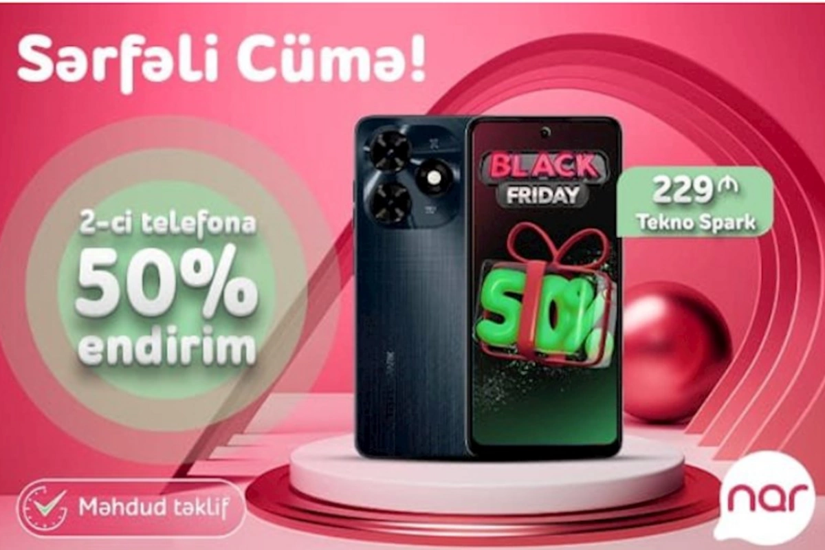 “Nar”dan “Sərfəli cümə” təklifi — 50% endirimlə smartfon əldə et!