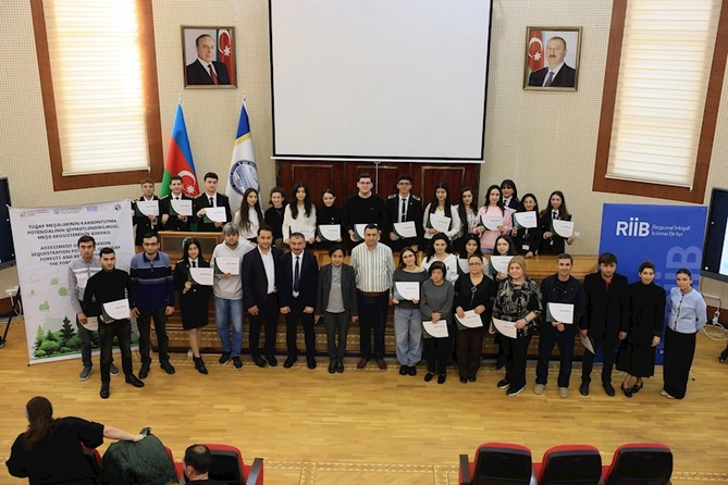 “Tuqay meşələrinin karbontutma potensialının qiymətləndirilməsi, meşə ekosisteminin bərpası” layihəsi çərçivəsində təlim təşkil olunub — FOTOLAR