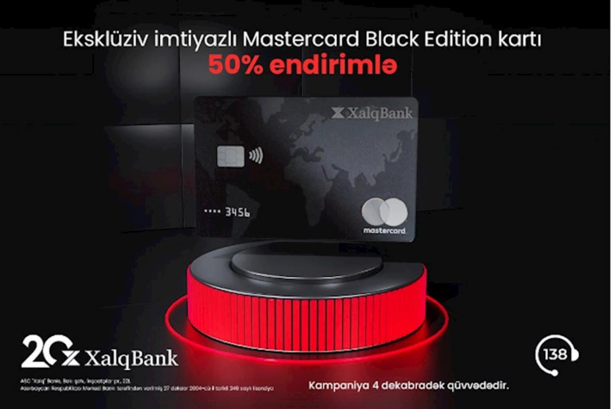 Xalq Bankdan MasterCard Black Edition kartına 50% endirim