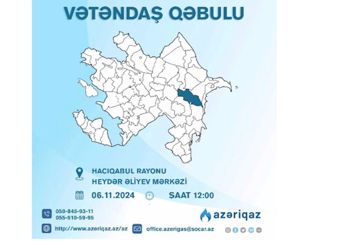 SOCAR-ın Azəriqaz İB rəhbərliyinin növbəti vətəndaş qəbulu keçiriləcək