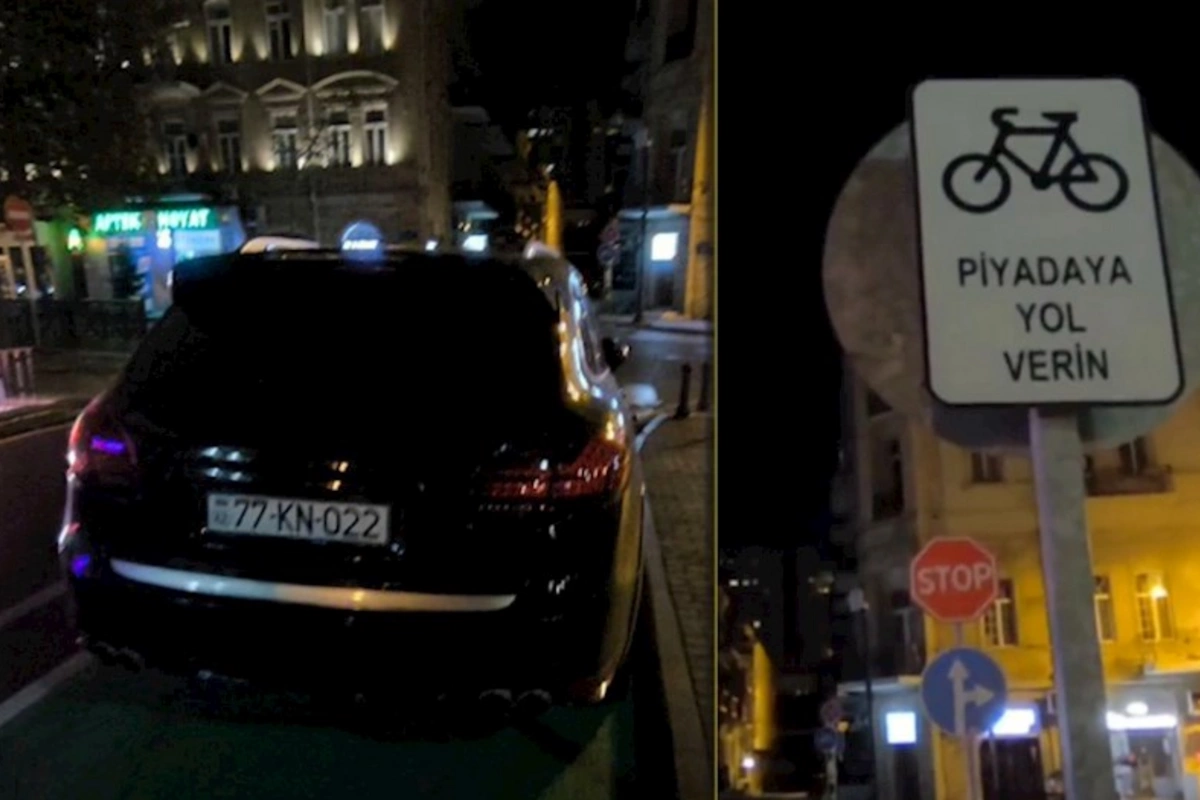 Bakıda daha bir sürücü avtomobilini velosiped yolunda park etdi — VİDEO