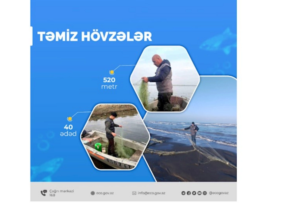 “Təmiz hövzələr” aksiyası çərçivəsində sintetik torlar su hövzələrindən yığışdırılıb