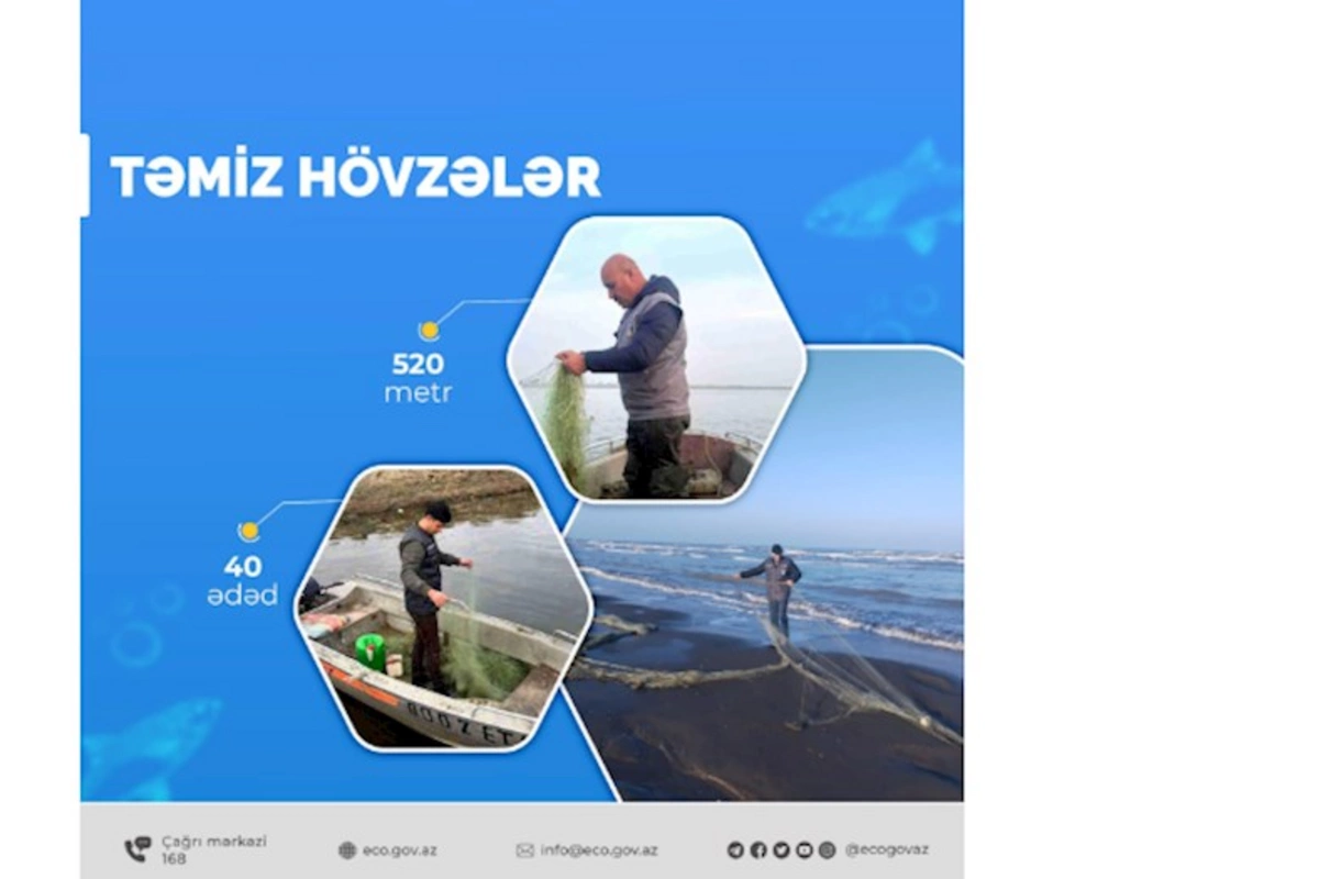 “Təmiz hövzələr” aksiyası çərçivəsində sintetik torlar su hövzələrindən yığışdırılıb
