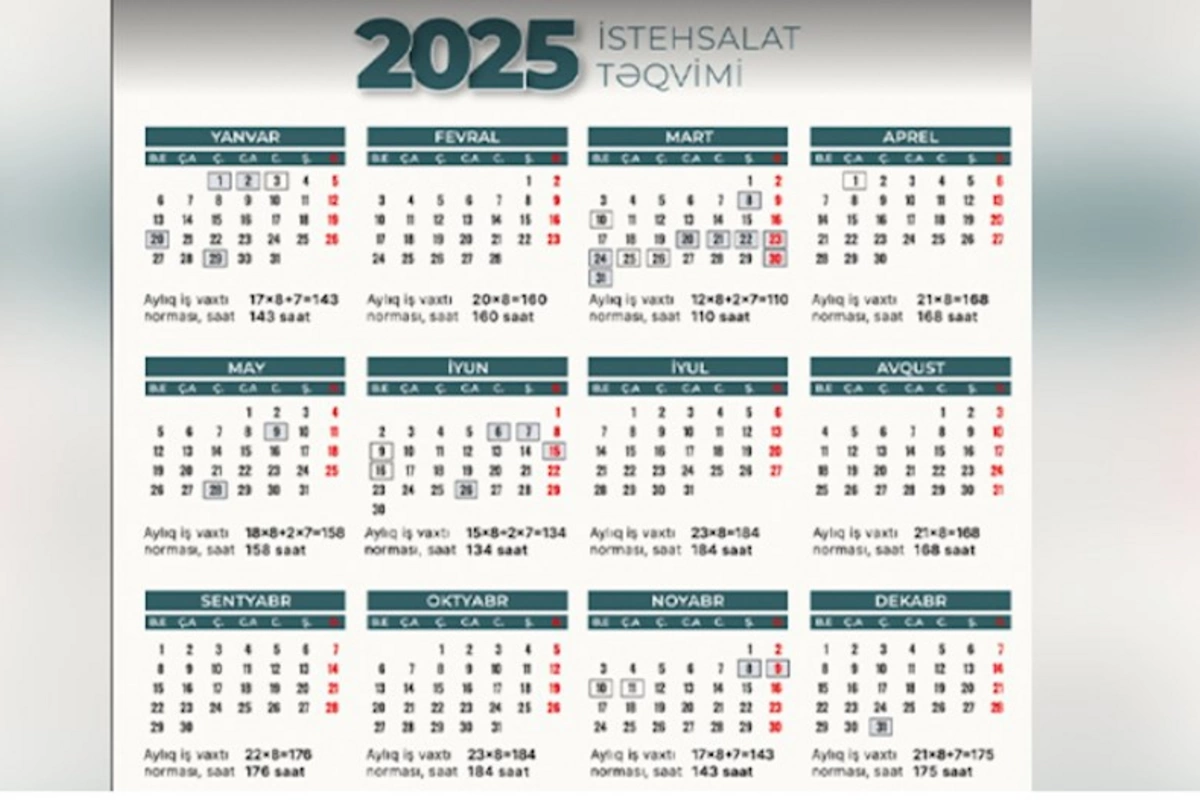 2025-ci ilin qeyri-iş günləri AÇIQLANDI