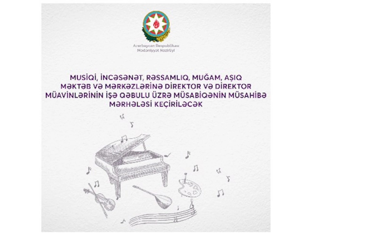 Musiqi məktəblərinə rəhbər vəzifələrə işə qəbul üzrə müsahibə mərhələsinə qeydiyyat başlanır