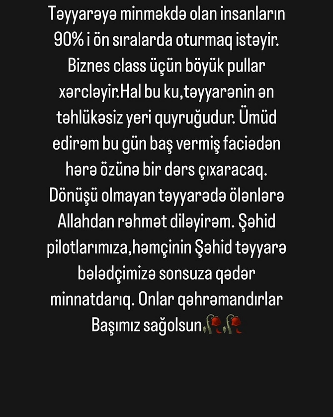 “Ümid edirəm hamı özünə bir dərs çıxaracaq” — Nazilə Səfərli