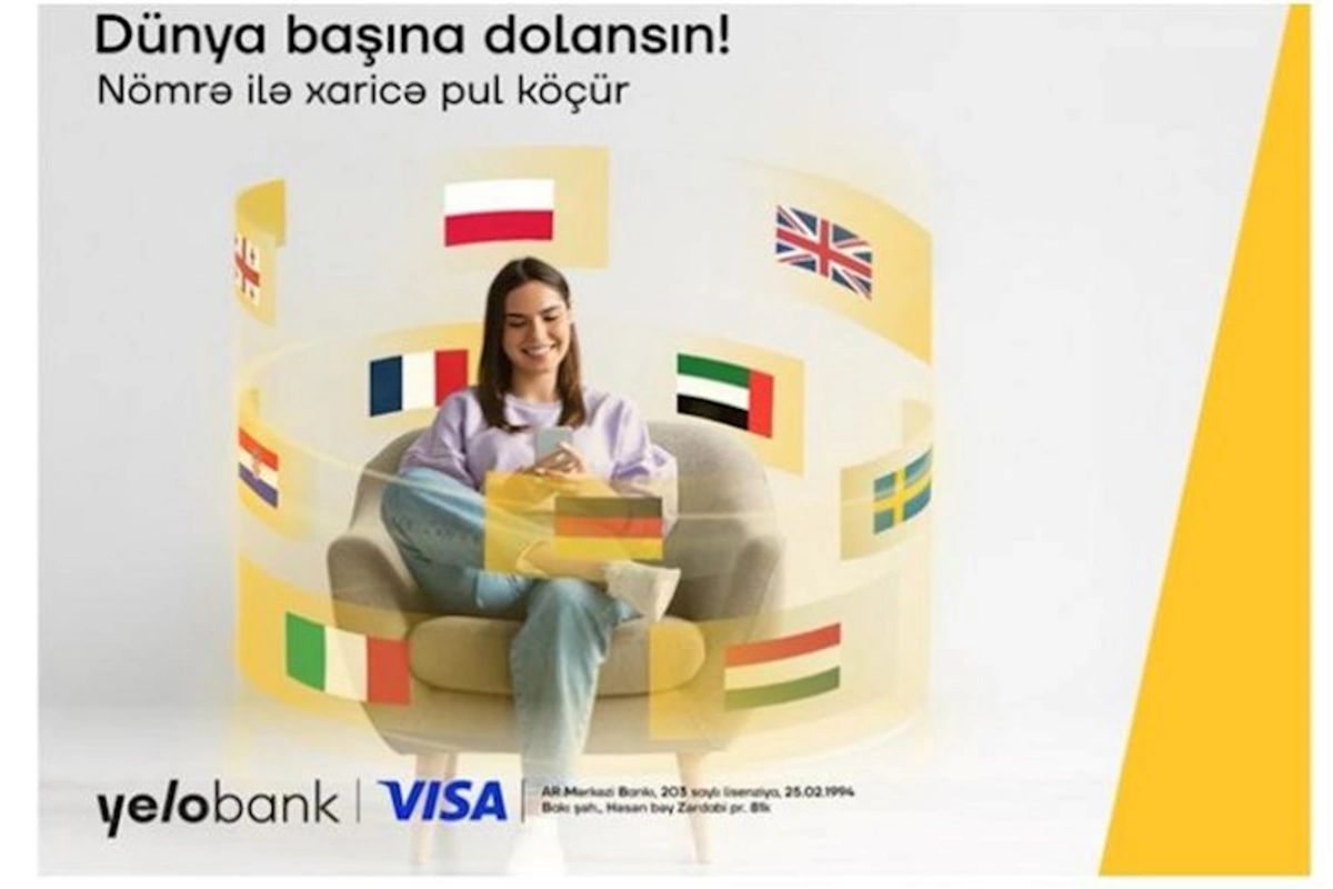 Yelo Appdə xaricə pul köçürmək üçün mobil nömrə yetərlidir