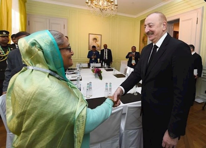 Münhendə Prezident İlham Əliyev Banqladeşin Baş naziri ilə görüşüb — FOTOLAR Münhendə Prezident İlham Əliyev Banqladeşin Baş naziri ilə görüşüb — FOTOLAR