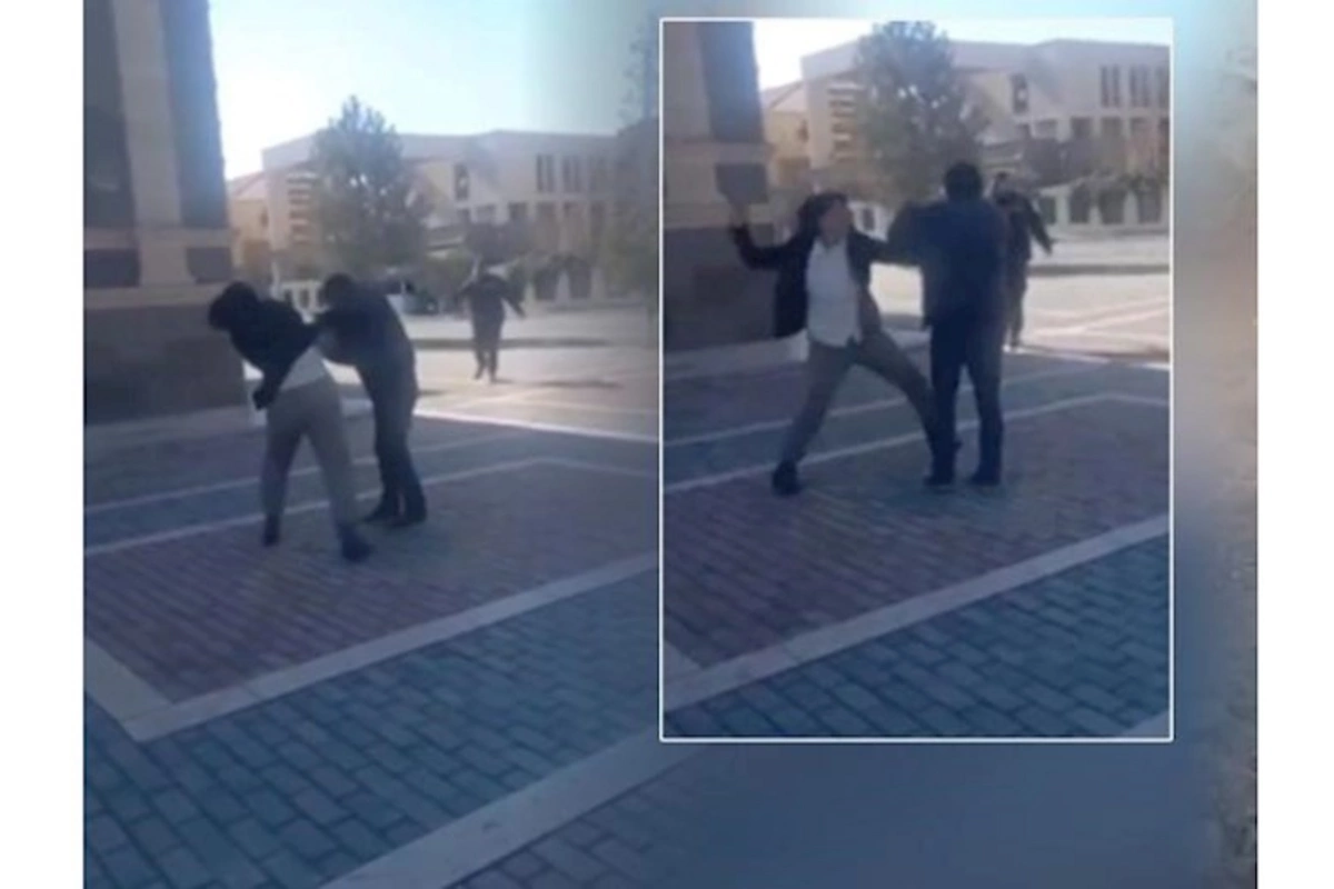 Azərbaycanda qadın ona söz atan kişini döydü — VİDEO