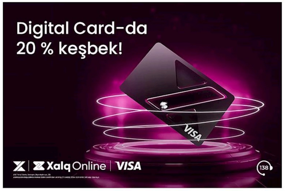 XalqOnline-da Digital Card-la ödənişə 20 % keşbek!