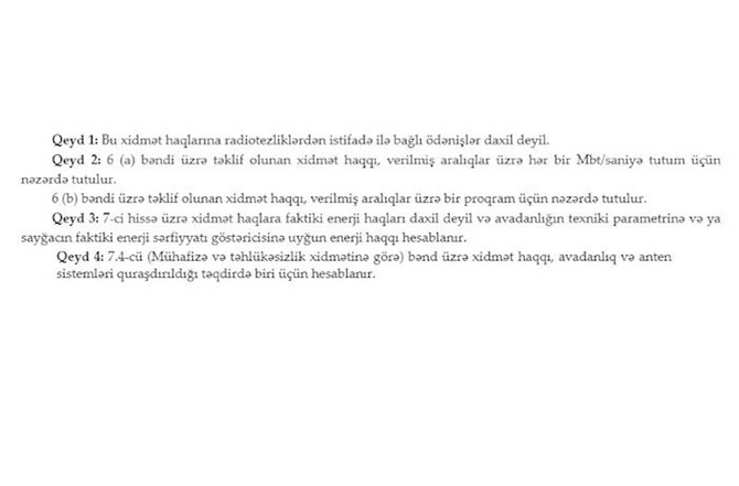 Yerüstü yayımla bağlı xidmət haqlarının məbləği təsdiqləndi Yerüstü yayımla bağlı xidmət haqlarının məbləği təsdiqləndi