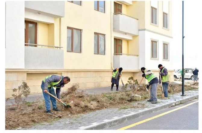 Abşeronda abadlıq-təmizlik işlərinə başlanıldı — FOTOLAR