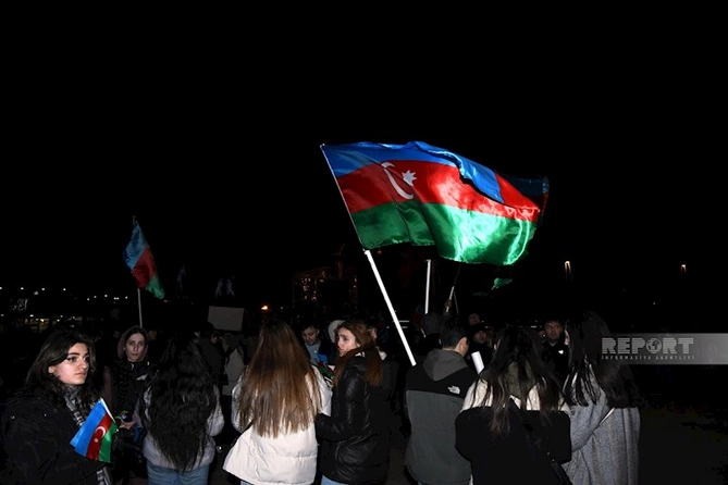 Bakıda İlham Əliyevə dəstək yürüşü keçirilir — FOTOLAR