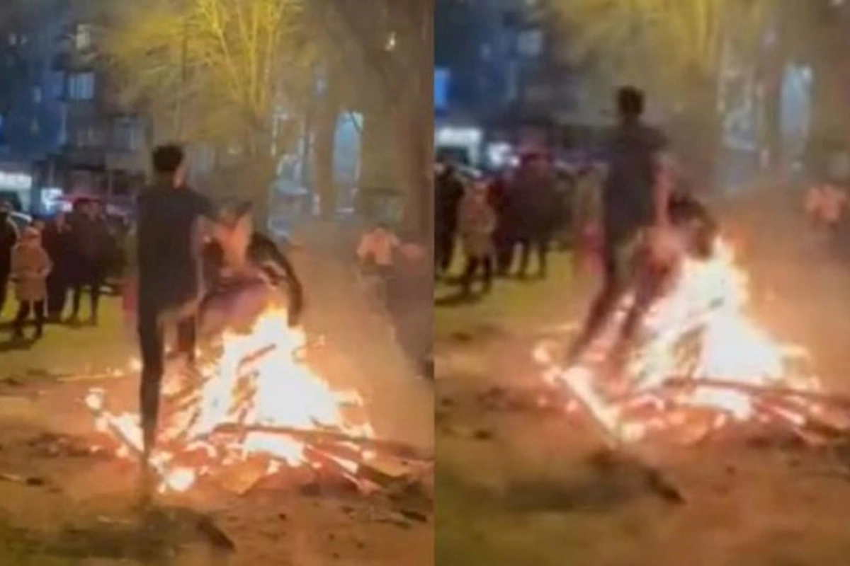 Bakıda azyaşlılar toqquşaraq tonqala yıxıldılar — ANBAAN VİDEO