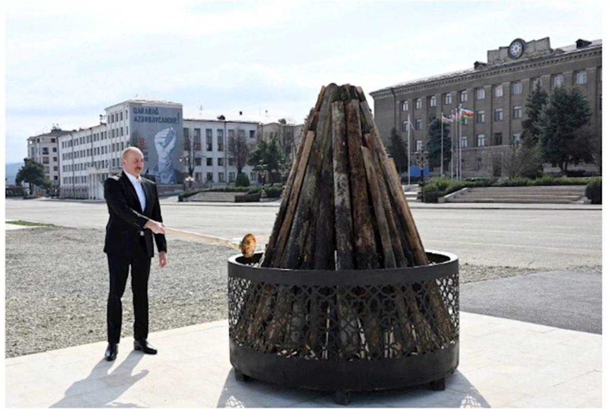 Prezident Xankəndidə Novruz tonqalını alovlandırdı