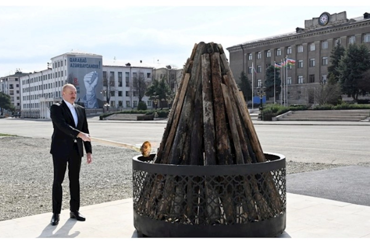 Xankəndidə alovlanan Novruz tonqalı