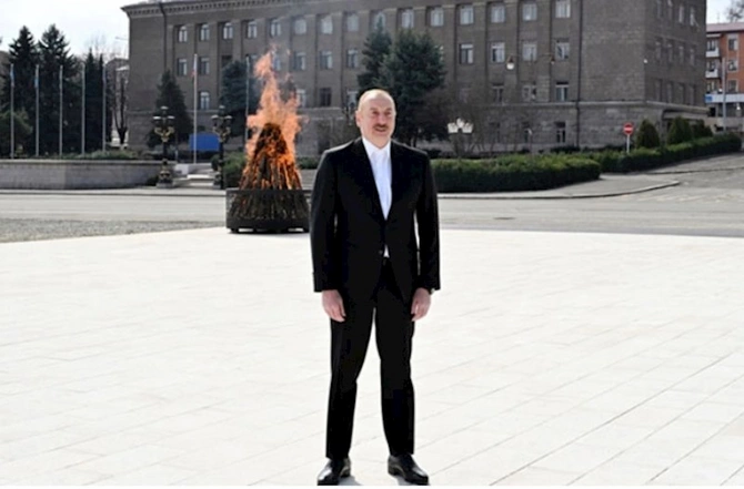 Xankəndidə alovlanan Novruz tonqalı