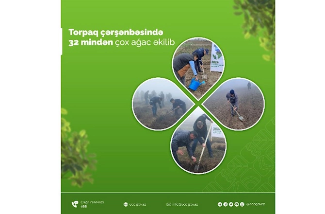 Torpaq çərşənbəsində 32 mindən çox ağac əkilib — FOTOLAR Torpaq çərşənbəsində 32 mindən çox ağac əkilib — FOTOLAR