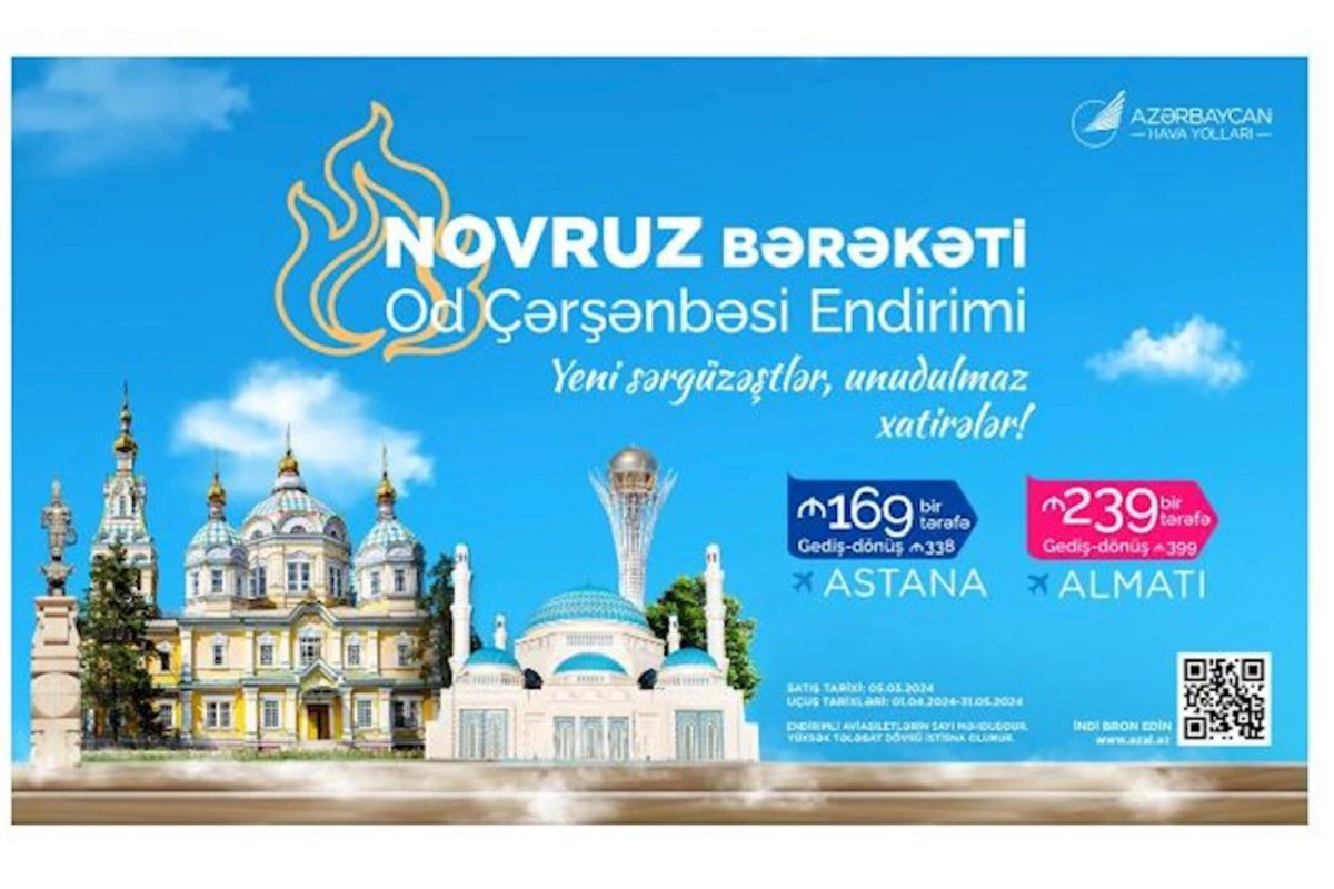 AZAL Od çərşənbəsində Almatı və Astanaya aviabiletlərə endirim təklif edir