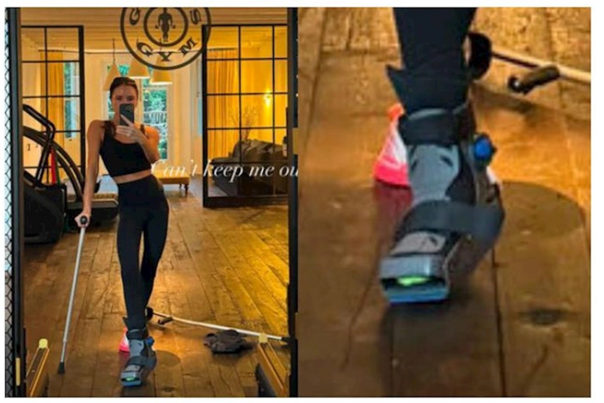 Viktoriya Bekhem məşqə qoltuqağacı ilə getdiyi üçün ələ salındı