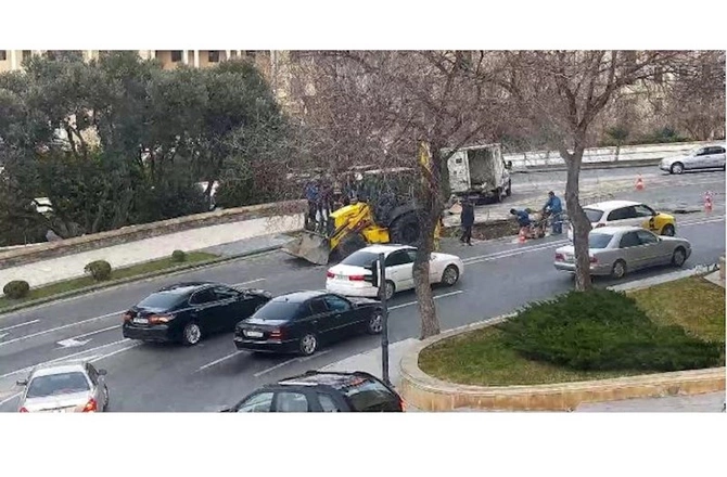 Bakının mərkəzində bağlı olan yol açıldı — FOTO