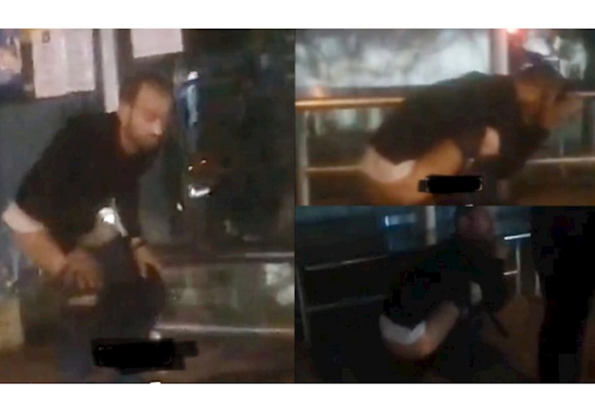 Bakıda İYRƏNCLİK: Orta yaşlı kişi dayanacaqda təbii ehtiyacını ödədi — VİDEO