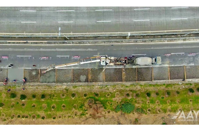 Zığ-Hava limanı yolunda təmir-bərpa işləri — FOTOLAR