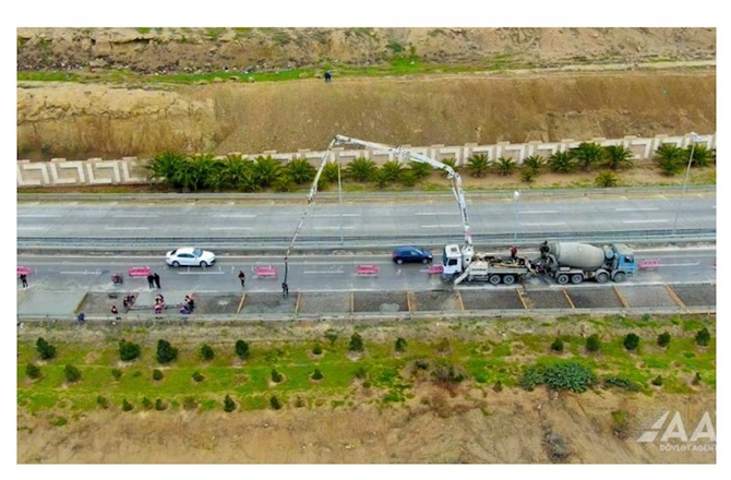 Zığ-Hava limanı yolunda təmir-bərpa işləri — FOTOLAR