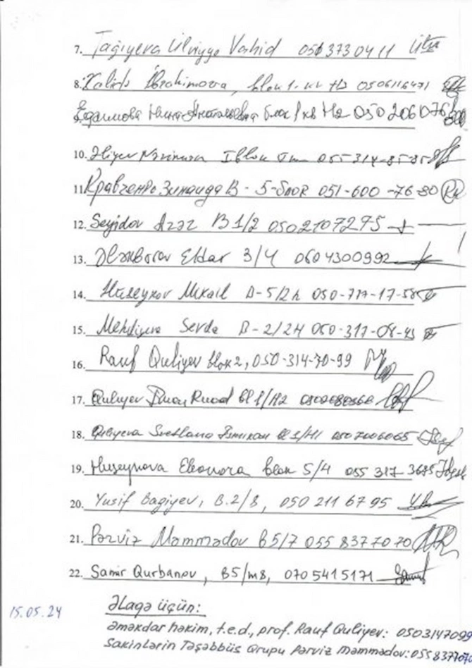 Pilot Residence” binasının sakinləri Mehriban Əliyevaya şikayət məktubu yazdılar