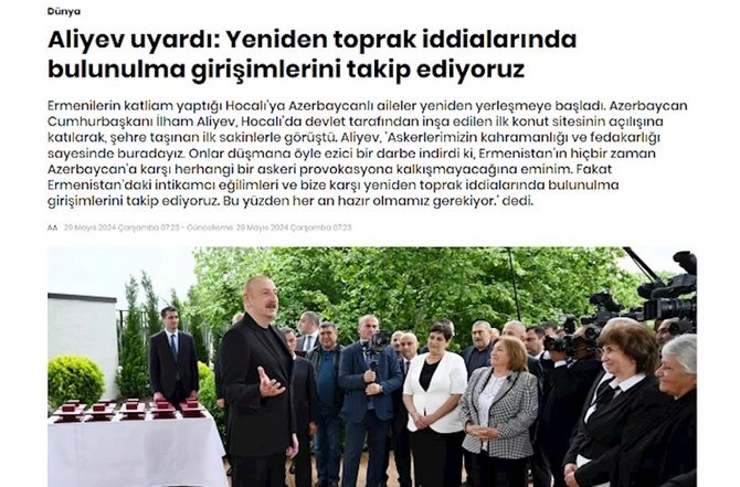 Prezident və Birinci xanımın Xocalı səfəri Türkiyə mediasında — FOTOLAR